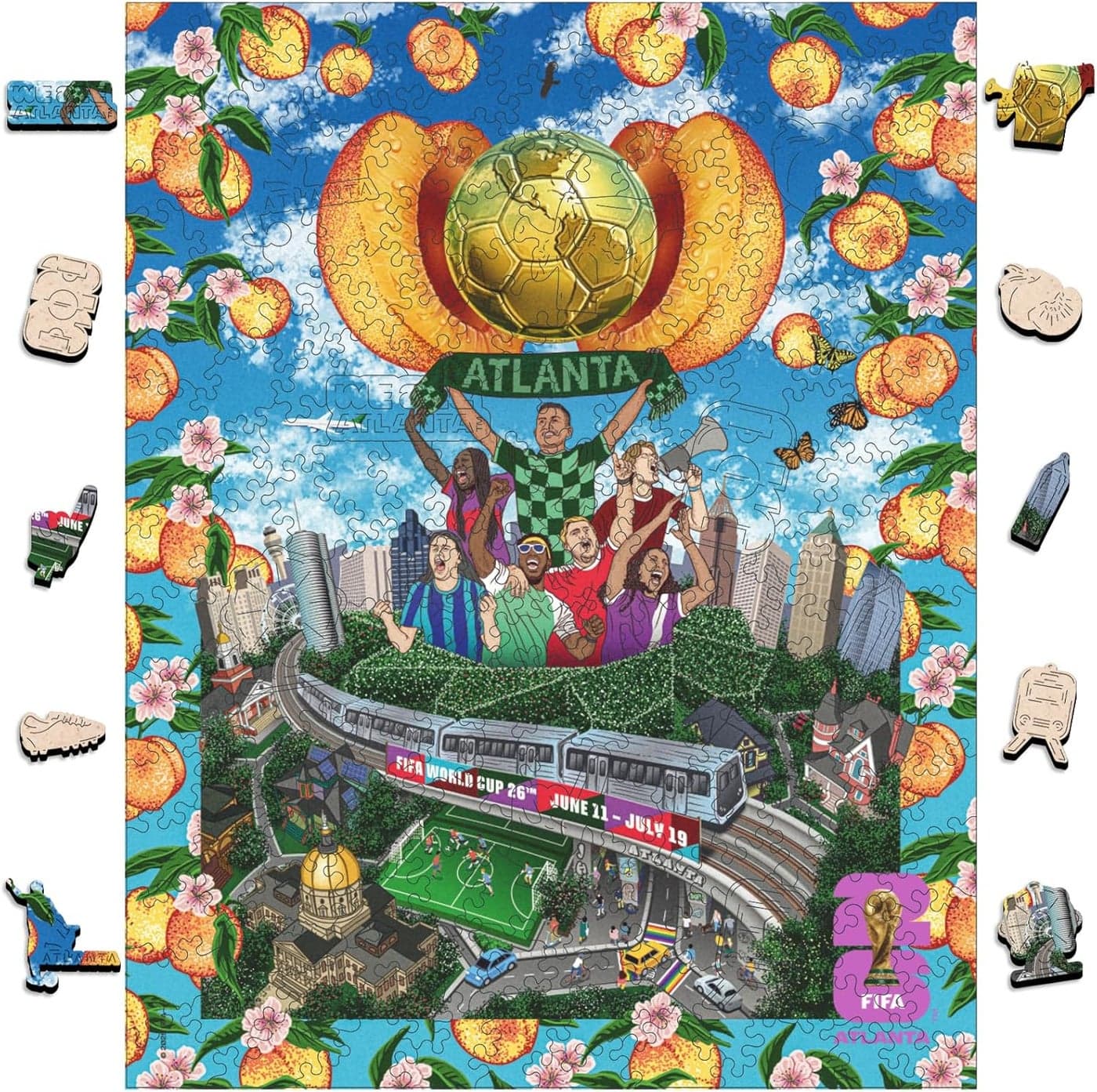 WOODLUX FIFA 2026 City Puzzle Atlanta Poster - 200 Pieces Wooden Jigsaw Puzzle