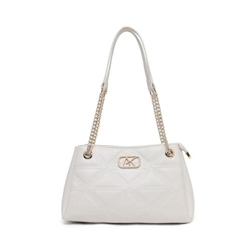 Akiki London Women's Piccadilly Small Satchel Handbag|Quilted Pattern|Chain Strap|Premium Vegan Leather|Everyday Office bag for Women
