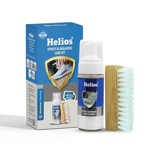 Helios Shoe Cleaning Kit 150 ml Shoe Cleaner & 1 Wooden Shoe Cleaner Brush | Sports & Sneaker Care Kit 150 ml | Shoe Cleaning Kit | Shoe Cleaner Kit For Sneakers.