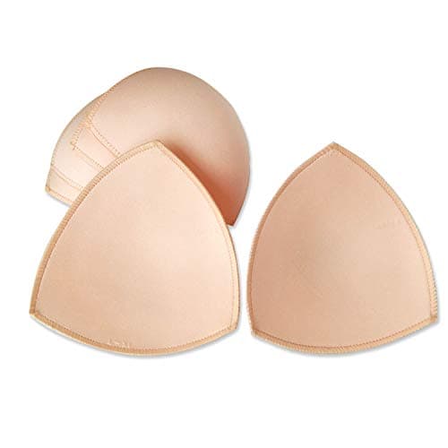 WMugthome 3 Pairs Sewn Bra Pads Push Up of Triangle Inserts for Replacements Bikini Top and Sports Swimsuit Bra Inserts(Beige-DD CUP)