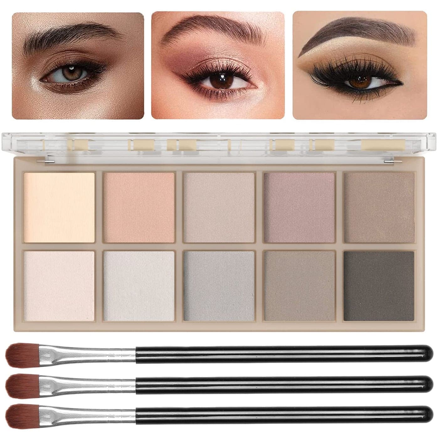 10 Colors Eyeshadow Palette Matte Naked Eye Shadow MakeupHigh Pigmented NaturingLooking UltraBlendableLong Lasting High Pigment Nude Eyeshadow with 3 Eyeshadow BrushCement color