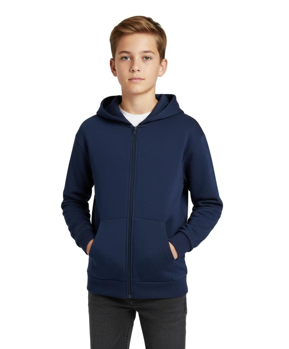 Alan Jones Clothing Cotton Blend Boy's Oversized Solid Hooded Sweatshirt (Navy_15-16 Years)