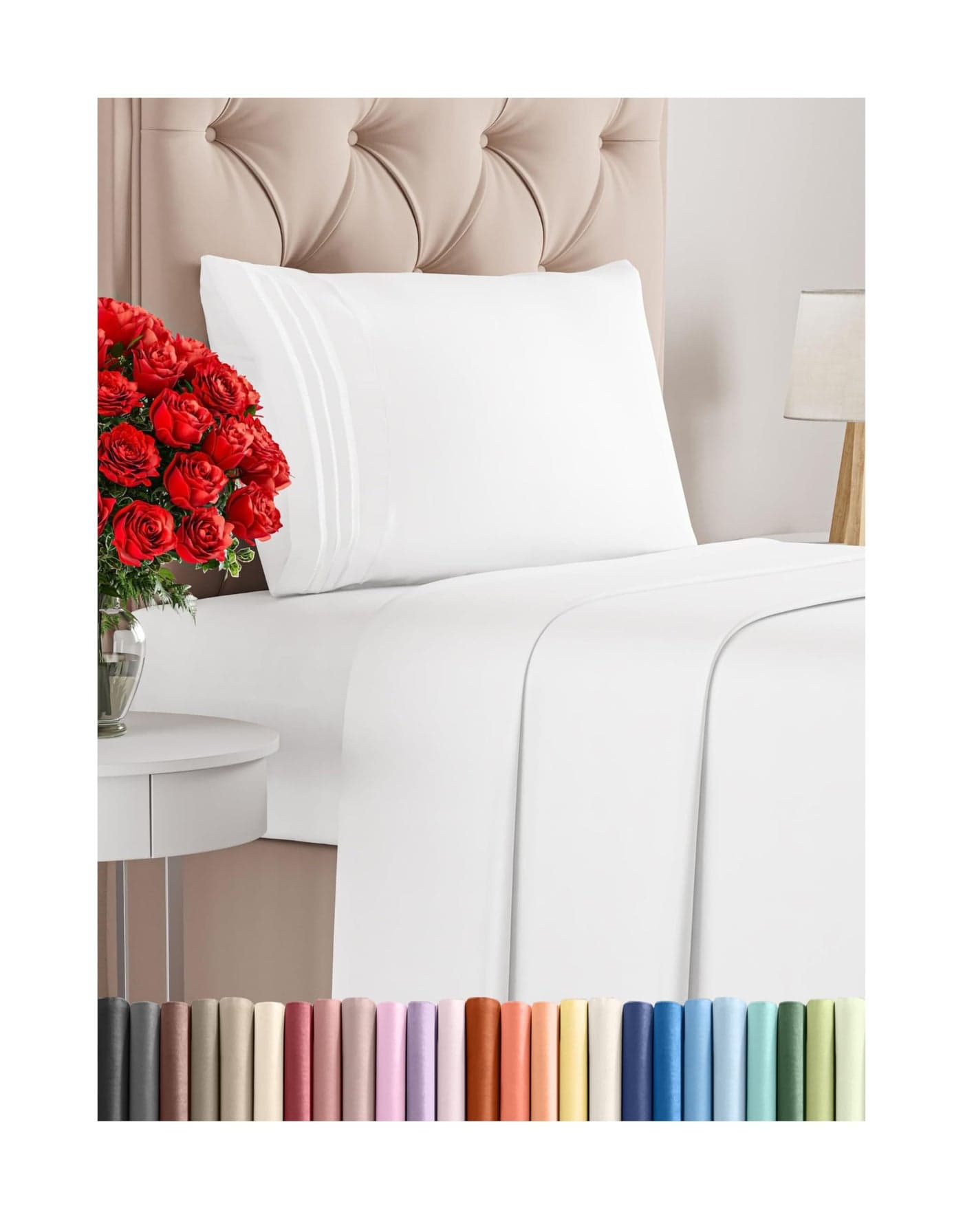 Twin XL Size 3 Piece Sheet Set Comfy Breathable Cooling Bed Sheets Set Hotel Luxury Bedding for Women Men Kids Teens Deep Pockets EasyFit Super Soft Wrinkle Free OekoTex White