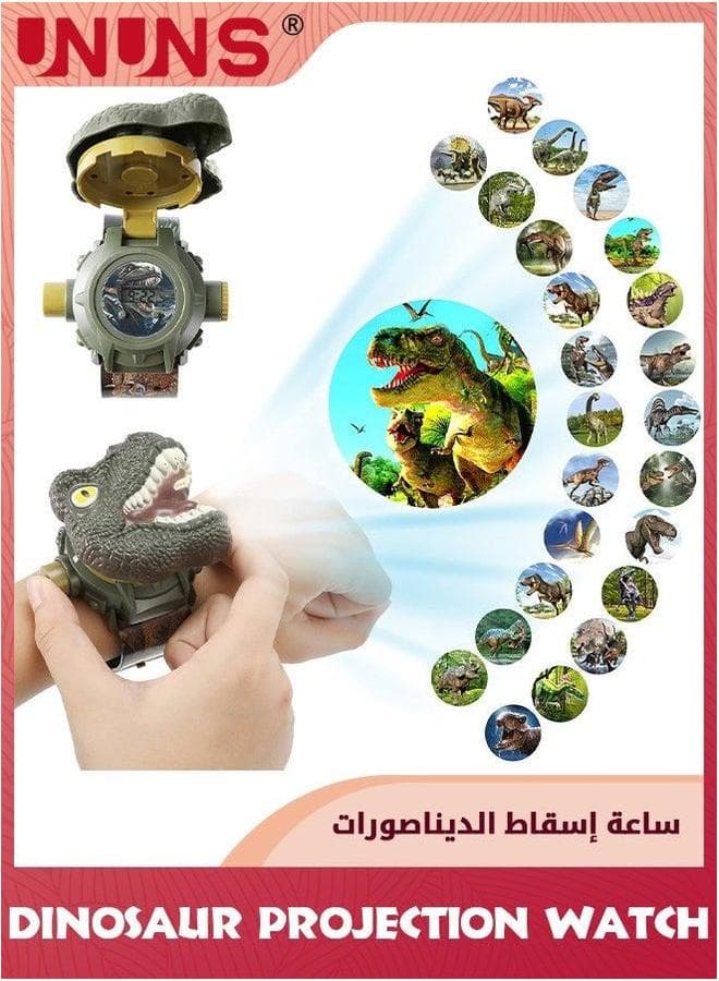 Dinosaur Watch,Project Watches With 24 Kinds of Projection Pattern,Cartoon Digital Wrist Watches,Kids Toy Flip Watch Adjustable Date Time,Educational Toys Boys Girls Gift