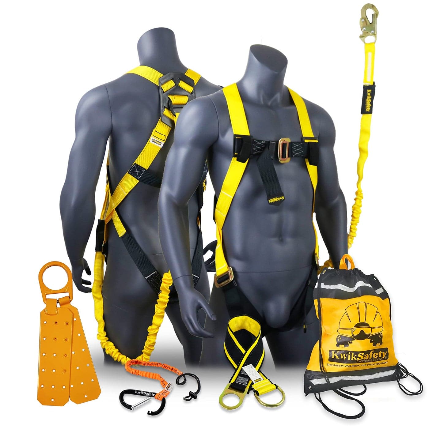 KwikSafety SCORPION KIT Safety Harness Fall Protection Kit Full Body Construction Harness wLanyard Cross Arm Strap ANSI OSHA PPE Roof Harness Safety Kit