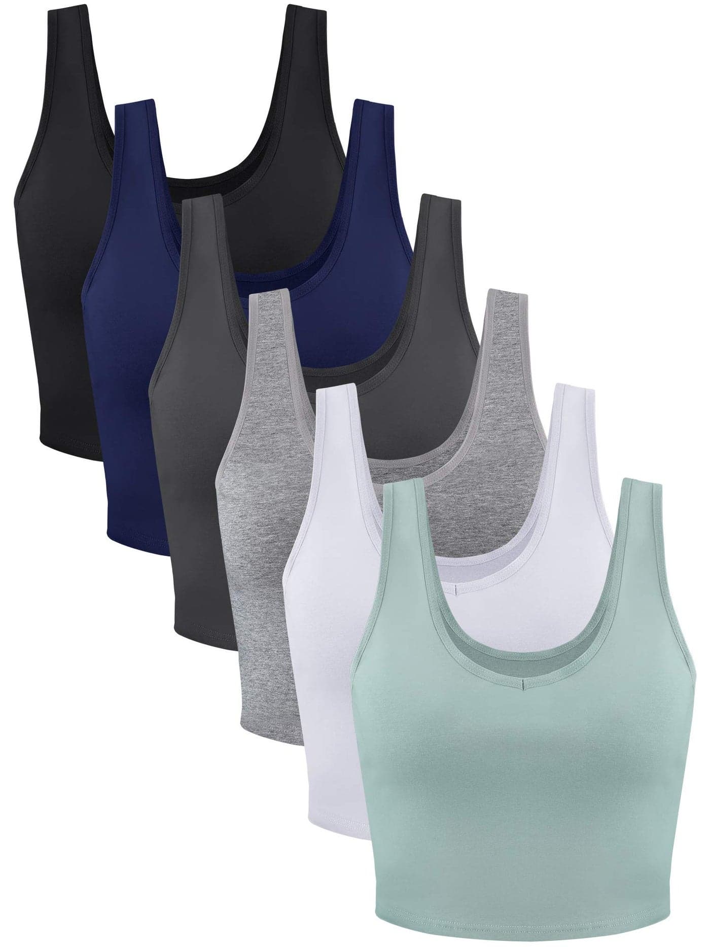 6 Pieces Women Basic Crop Tank Tops Sleeveless Sports Crop Top(Adorable Style, Medium)