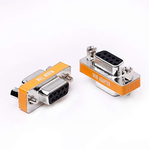 Arnorin DB9 Null Modem Female to Female Slimline Data Transfer Serial Port Adapter 2 Pack