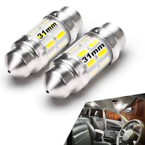 Xyanmc DC12V24V White 31mm DE3175 LED Festoon Bulbs 12in 200lm Super Bright Dome Light Bulbs Led Interior Car License Plate Dome Map Door Trunk Lights Replace for 3175 DE3021 3022 3021 Pack of 2