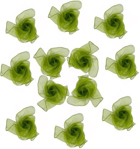 Dance Scarves 12 Pcs Juggling Scarves for Kids Play Silk Scarve for Babies Toddlers Children Movement Learning Education Musical Accessories Colorful Scarfs Magic Tricks Performance Army Green