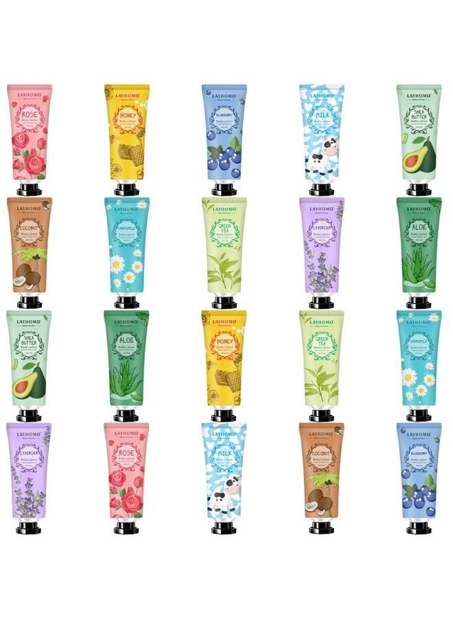 20 Pack Mini Body Lotion Gift Bulk for Dry Skin, Travel Size Small Body Cream With Shea Butter Natural Fragrance Moisturizing Body Lotion for Women,Gift Sets for Birthday Christmas Valentines Gifts
