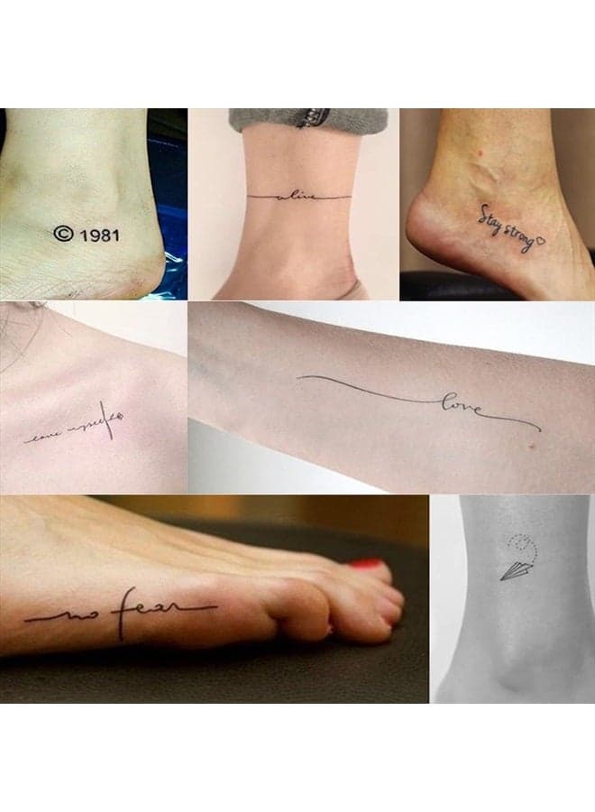 Everjoy Realistic Tiny Temporary Tattoos - 400+ Patterns, 60 Pcs Inspirational Quotes, Words, Lines, Flowers, Leaves, Artworks, Message Tattoos for Women, Men and Adults
