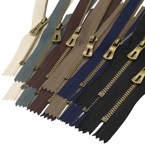 Hordion 12pcs 12 inch Metal Zipper 6 Colors Closeend NonSeparating Zippers Replacement for Purses Bags Jacket Coat Outerwear DIY Tailor Crafts