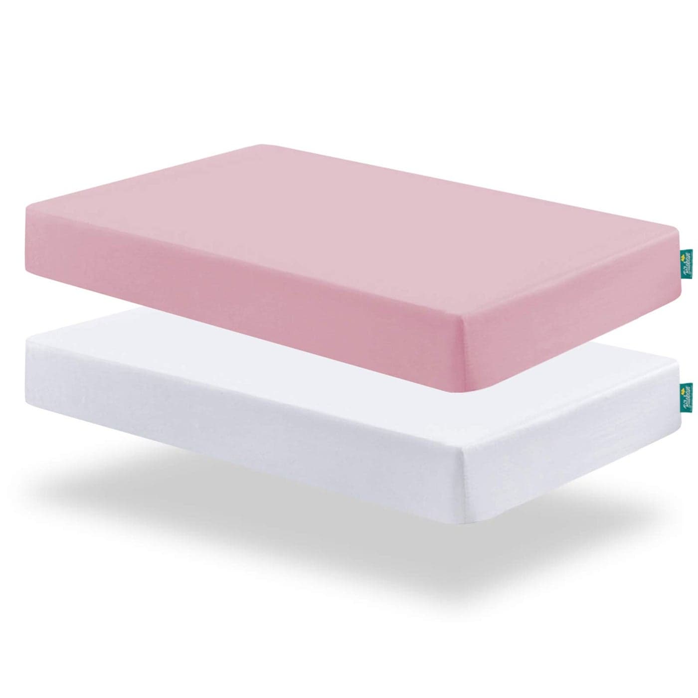 Biloban Fitted Crib Sheets for Standard Crib Mattress 2 in One Pack Ultra Soft Baby Sheets for Crib Machine Washable Microfiber White Pink