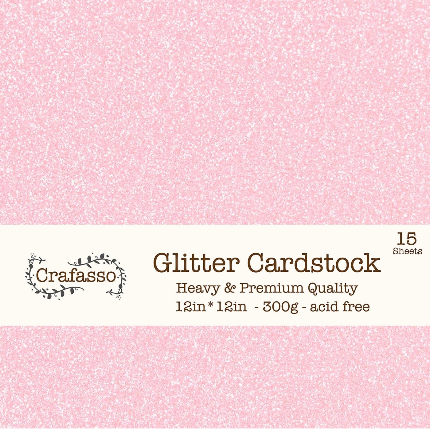Crafasso 12 x 12 300gms Heavy Premium Glitter cardstock 15 Sheets Light Pink