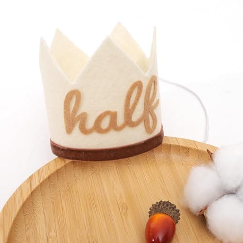 Agkvw Half Birthday Crown Boho Cake Smash Prop 6 Months Hat for Boys in Brown