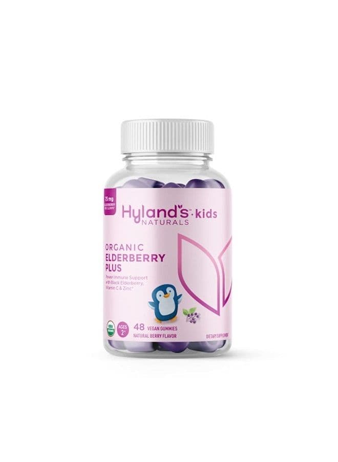 Naturals Kids Organic Elderberry Plus Gummies, Organic Black Elderberry with ZINC and Vitamin C, Immune Support for Children, 48 Vegan Gummies