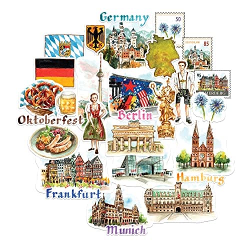 Navy Peony Gorgeous Germany Travel Stickers 29pcs for Scrapbooks Journals