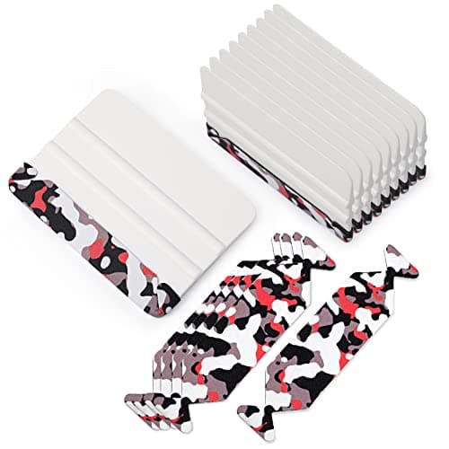 Gomake Vinyl Wrap Squeegee 10PCS Plastic Felt Edge Application Tool with 5PCS Felt Fabric for Window Tint Car Film Graphic Decal Wrapping Wallpaper Craft Smoothing