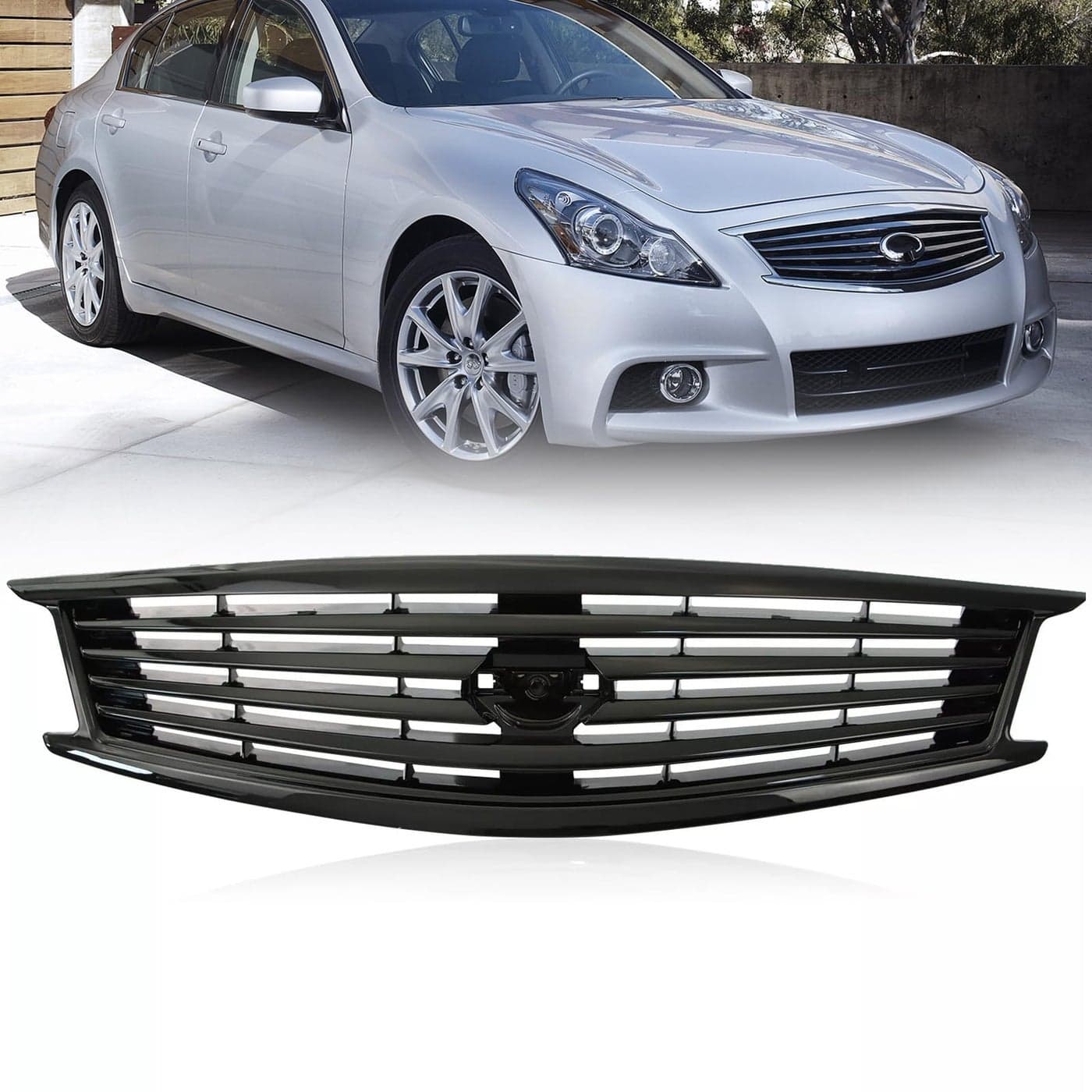 DIBON AUTO Front Bumper Grille For Infiniti G37 G25 20102013 Q40 4 Door Sedan Gloss Black Hood Grill