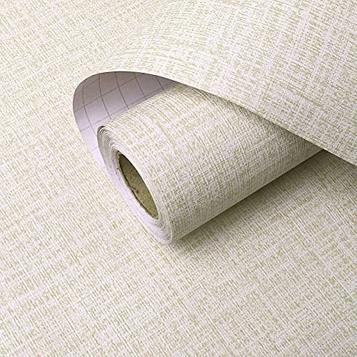 wolpin DIY Self Adhesive Wall Stickers Wallpaper (45 x 600 CM, Beige) | for Bedroom Faux Grasscloth Modern Living Room Decor Textured Wall Covering DIY Decals