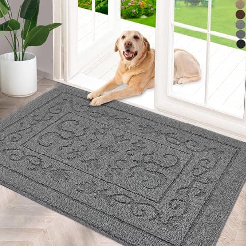 FONEYI Indoor Door Mat 32 x 48 Dirt Trapper Door Mats NonSlip Entryway Rugs Washable Absorbent Resist Dirt Welcome Mat Low Profile Inside Floor Mats for Front Back Door and Entryway Grey
