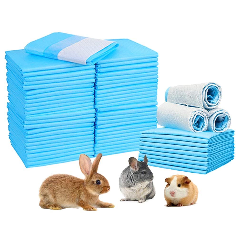 Amakunft Rabbit Pee Pads Pet Toilet Potty Training Pads Super Absorbent Guinea Pig Disposable Diaper for Hedgehog Hamster Chinchilla Cat Reptile and Other Small Animal 100pcs18 x13 Blue