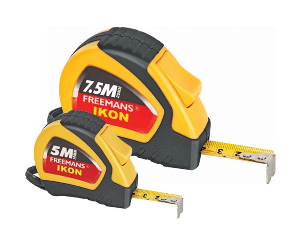 FREEMANS IKON 5m:19mm and 7.5m:25mm Measuring Tape (2 PACK)