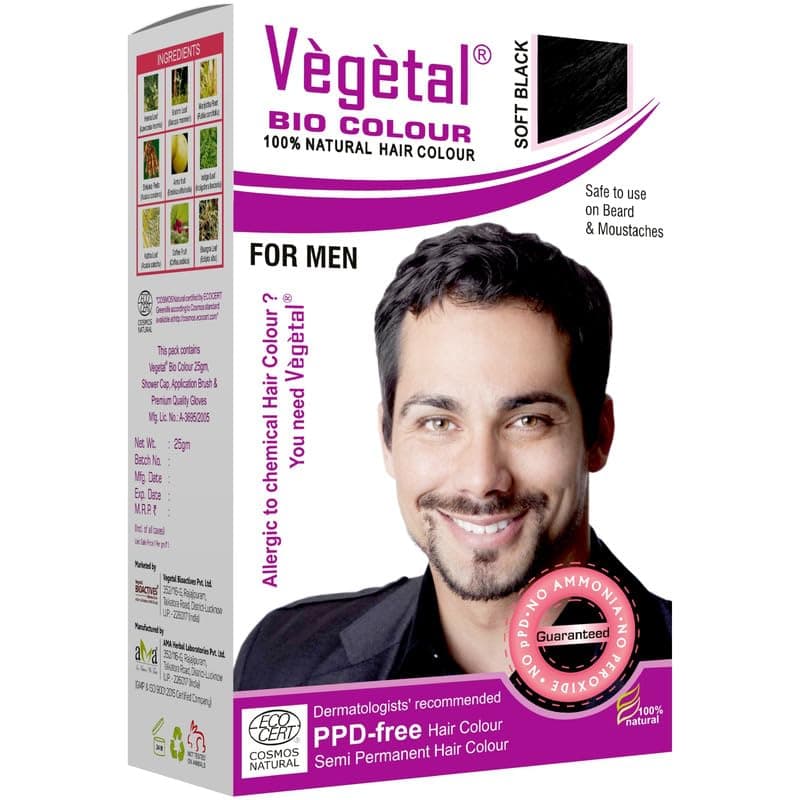 Vegetal Bio Colour Experience Natural Black Beard Hair Color for Men AmmoniaFree PPDFree 100 Organic and Herbal Safe and Effective Beard Dye 25g Each Pack of 6