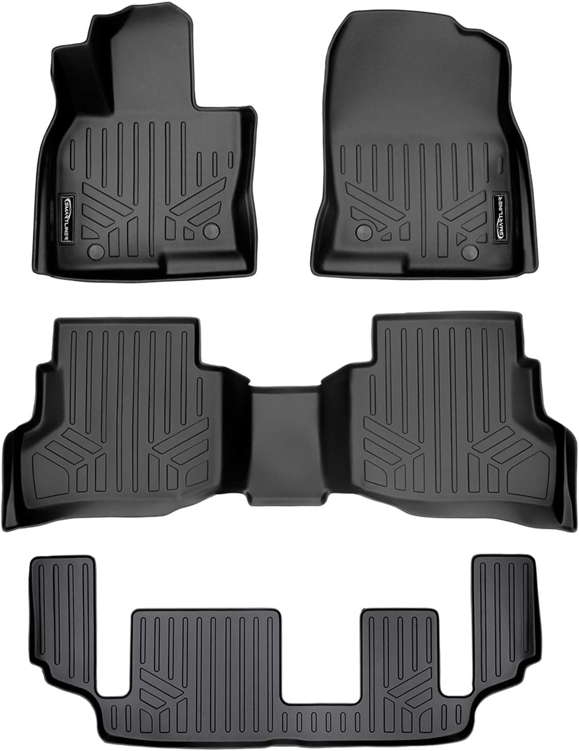 MAX LINER Floor Mats 3 Row Set Black for 2016-2021 Mazda CX-9