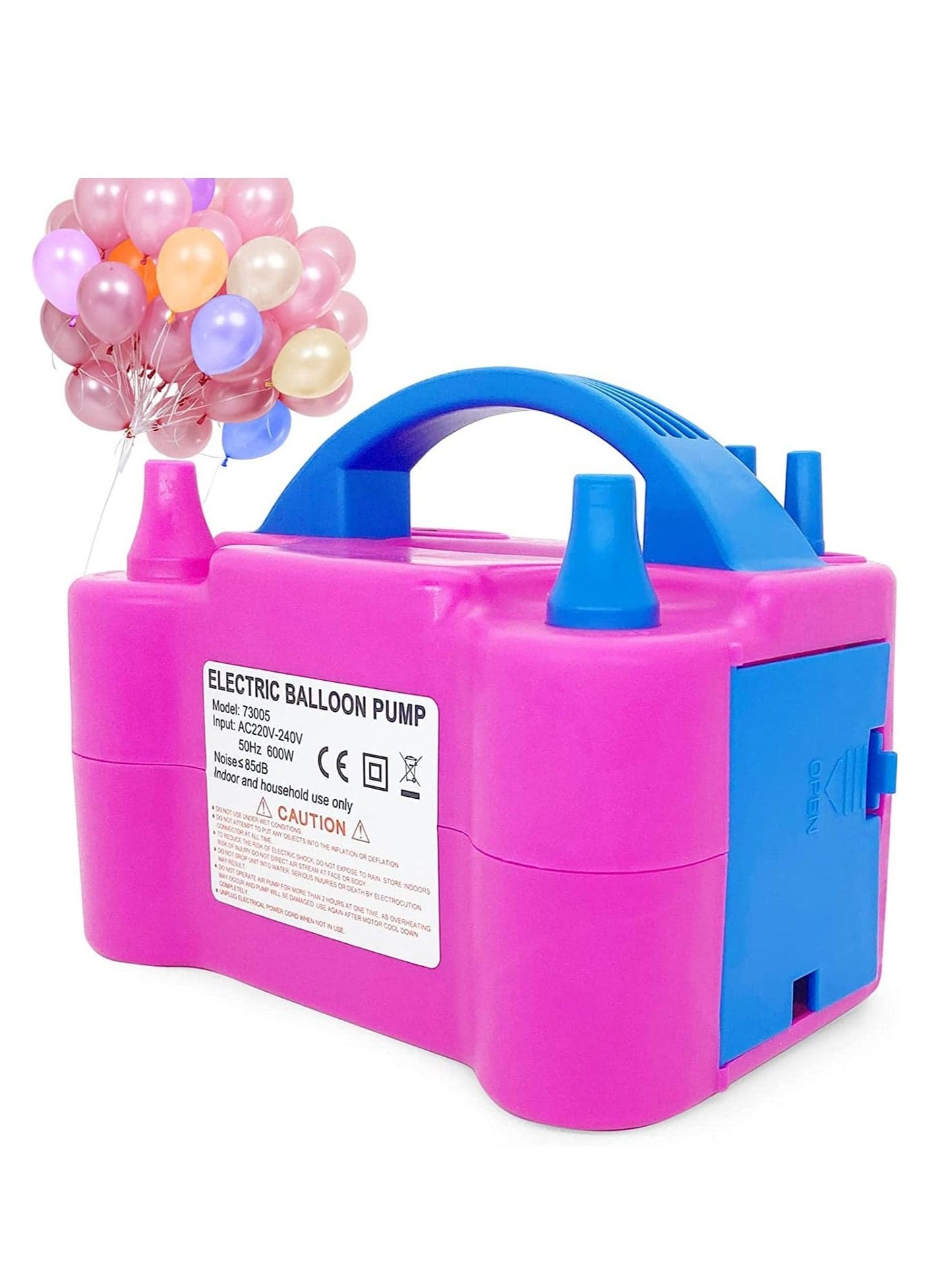 Electric Balloon Pump Dual Nozzle Portable Balloons Air Pump for Balloon Arch Balloon Garland Party Decorations, Kids' Birthday, Baby Shower Party Supplies and Decorations Pink