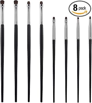 8Pcs Eye Makeup Brush Sets Mini Smudge Brush for Eyeliner Eyeshadow Brushes for Powder Gel Cream Liquid Concealer Brush Eyeliner Blending Corner Highlighter Soft Natural Pony Hair Brush