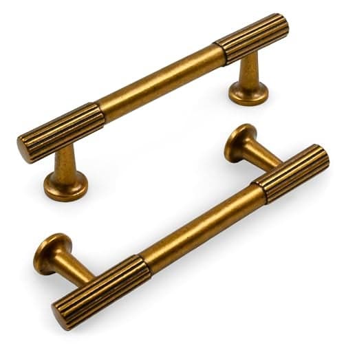 KNOKLOCK 10 Pack 375 Inch96mm Kitchen Cabinet Handles Antique Brass Cabinet Pulls Vintage Retro Kitchen Cabinet Hardware Drawer Pulls for Cupboard Wardrobe