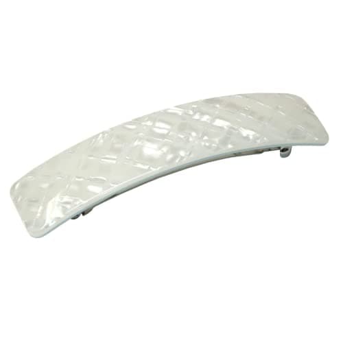 French Amie Long Rectangle Large 4” Frost White Handmade Celluloid Automatic Hair Clip Barrette (Frost White)