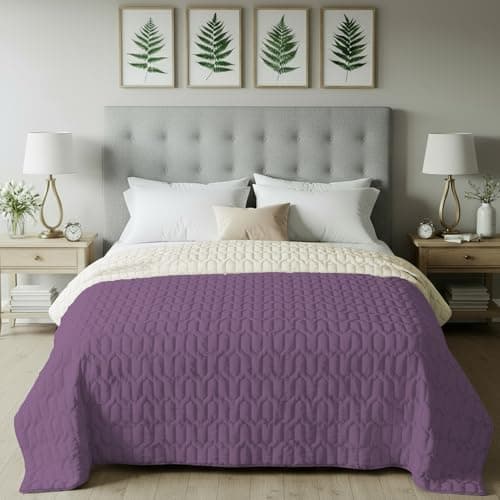 Urban Space Ultra Soft Quilted Winter Solid Comforters for Single Bed | 200 GSM | Fluffy Microfibre Reversible Solid AC Blanket/Duvet for Luxury (Plum & Pearl - 58 X 88 Inches or 145 cm X 225 cm)