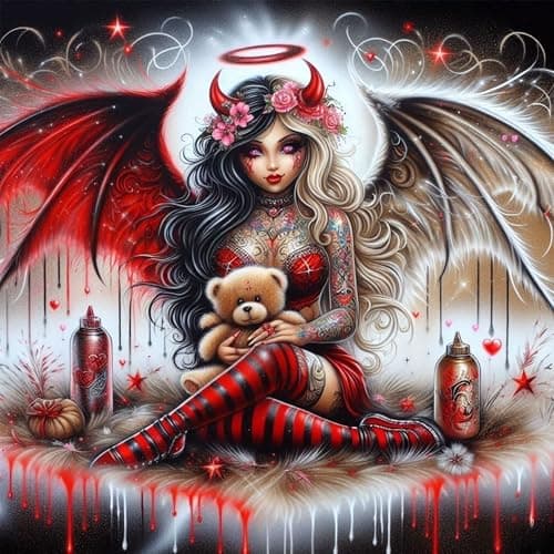 Gothic Diamond Art Painting Kits for Adults Angel Demon 5D Diamond Painting Dots Art Kits for Adults Beginner DIY Full Round Gem Crystal Art Paint by Diamond Home Wall Decor 137x 137 inch