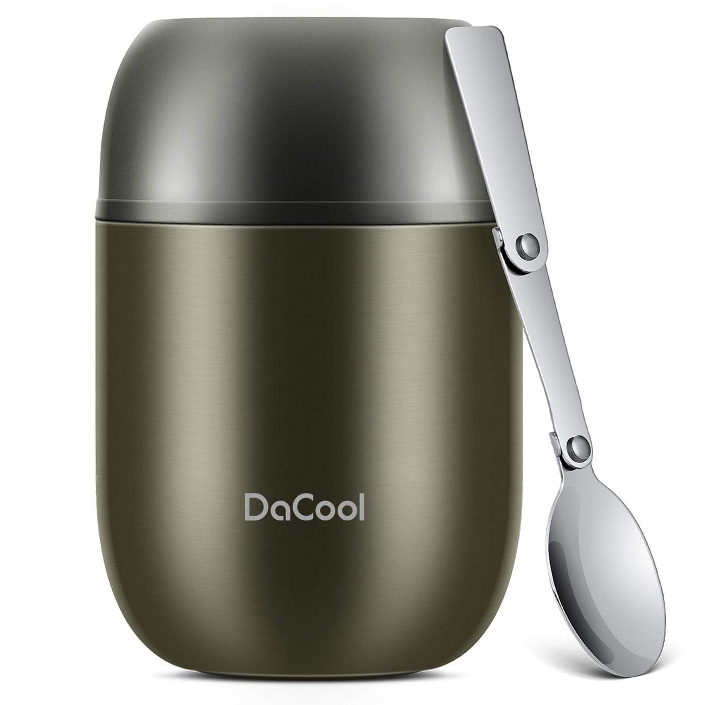 DaCool Food Thermo Insulated Food Jar Lunch Container Vacuum Stainless 16 Ounce Kids Adult Bento Box for Hot Food with Spoon Leak Proof for School Office Picnic Travel Outdoors, BPA free - Gray