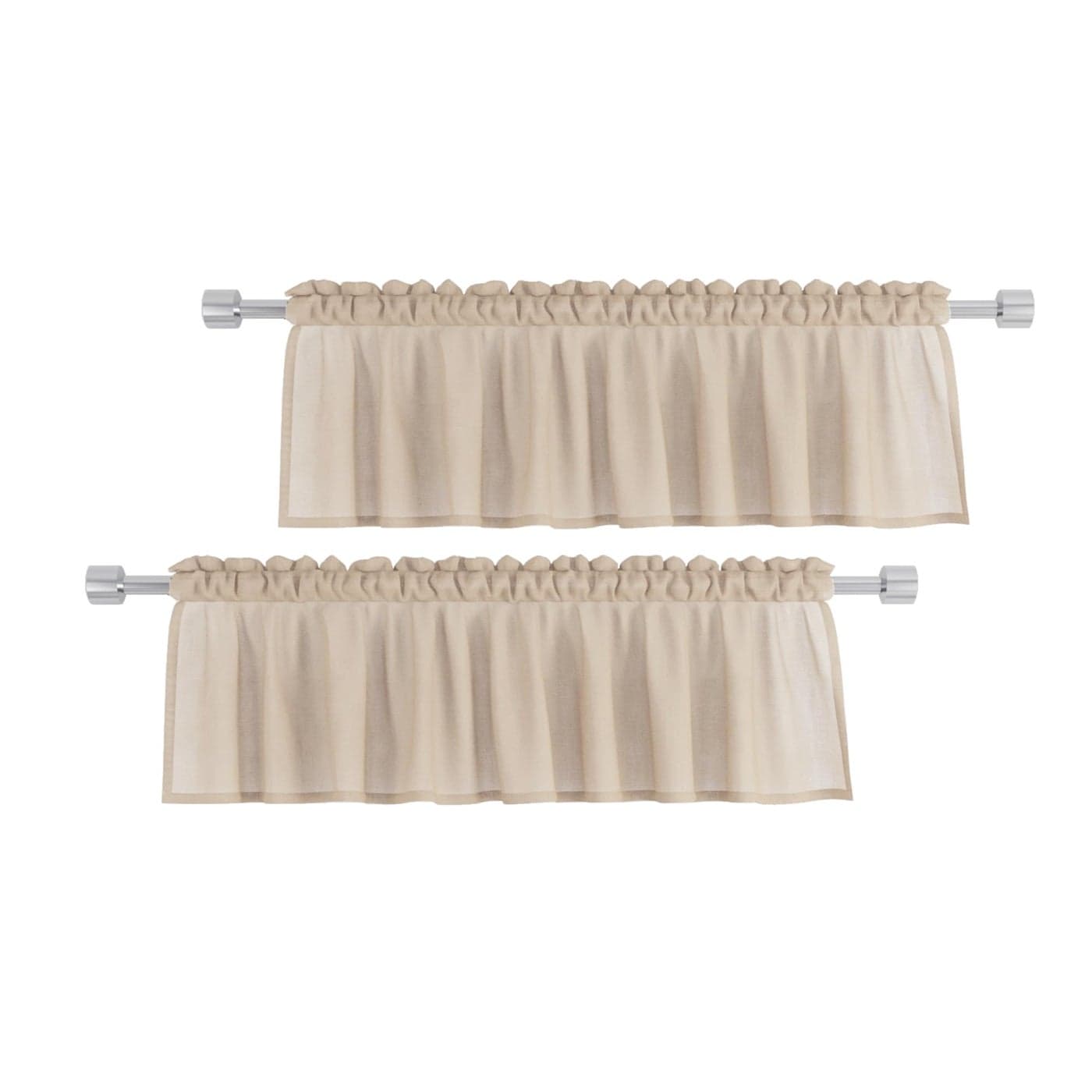 UPOPO Beige Valances 2 Pieces 15 inches Long Sheer Curtain Valance Living Room Bedroom Kitchen Voile Transparent Light Filtering Valance Curtain Small Short Door Window Treatment Rod Pocket
