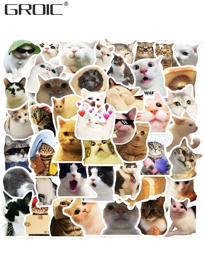 50Pcs Cat Stickers Kawaii Stickers Cute Animal Stickers Waterproof Stickers Sticker Toys for Bike Water Bottles Laptop Refrigerator Cup Luggage Computer Mobile Phone Skateboard