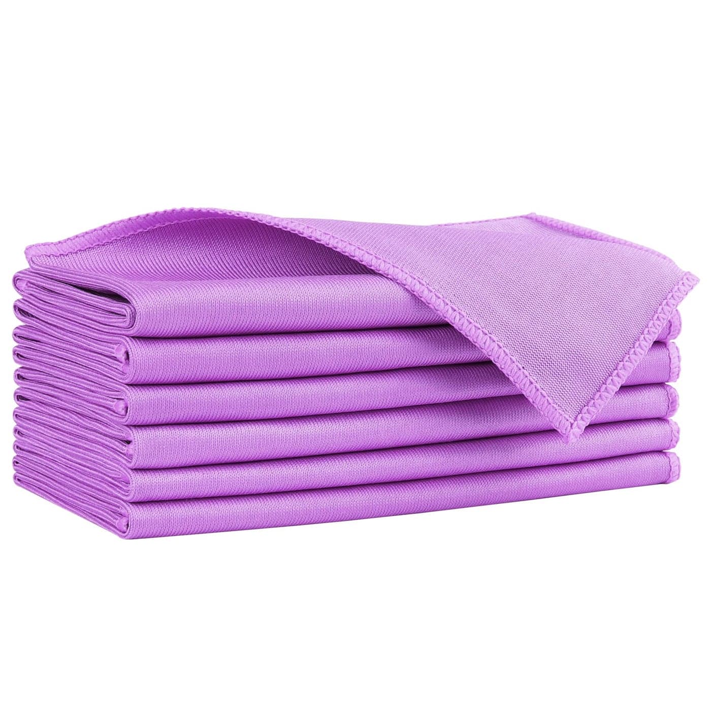 HOMEXCEL Microfiber Glass Cleaning Cloth 6 PK Lint Free Streak Free Reusable Microfiber Cleaning Cloth for Cleaning Windows Glasses Mirrors Screens Stainless Steel and More Purple1416