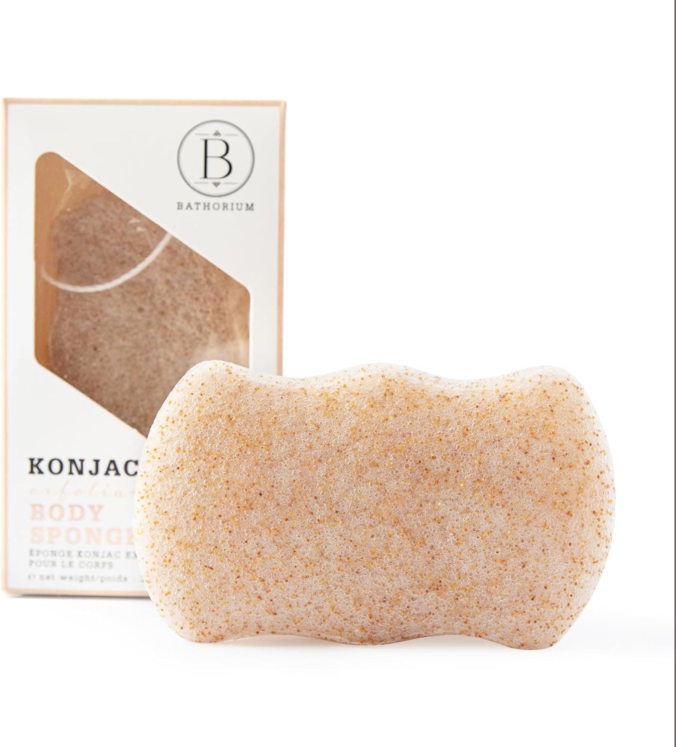 Bathorium Konjac Walnut Shell Body Sponge Gently Cleanses Skin Ideal for Daily Use Made with HandHarvested Asian Konjac Root Softens Revitalizes 1 Sponge