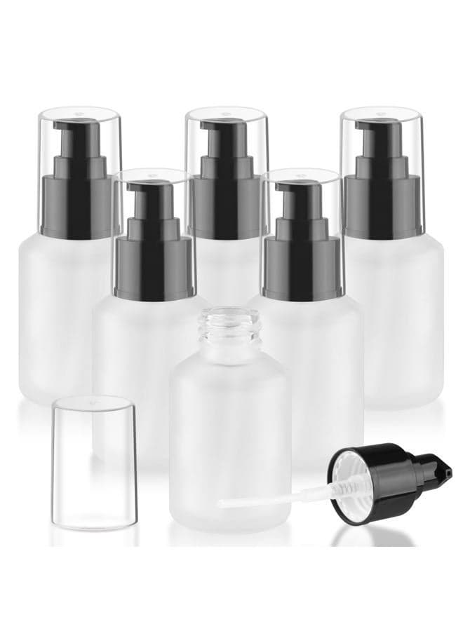 6 Pcs Empty Glass Pump Bottles Refillable Cream Lotion Bottles Travel Sample Bottle Cosmetic Dispenser Bottle Containers For Lotion Cream Emulsion Essence (White, 60ml/2oz)