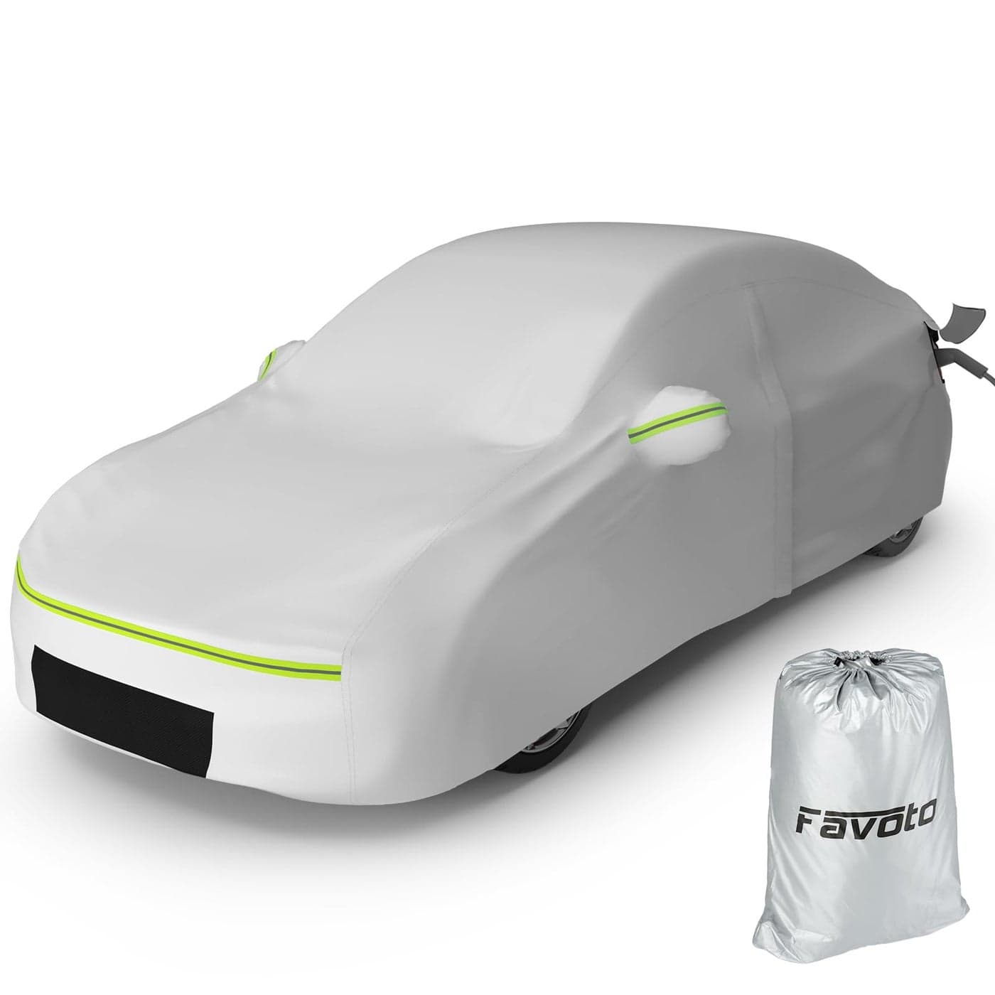 Favoto Car Cover for Model 3 Custom Fit for Tesla Model 3 Cover 6 Layers Waterproof All Weather Outdoor Rain Snow Sun Protection with Charging Port Ventilated Mesh Door Zipper