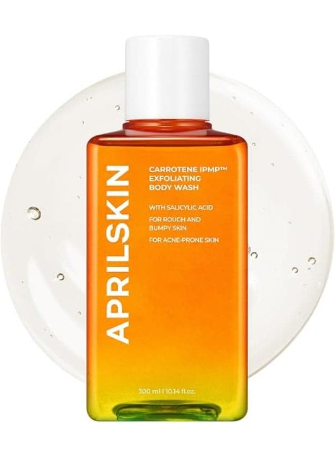 APRILSKIN Carrotene IPMP™ Exfoliating Body Wash | Salicylic Acid Body Wash Improve Rough & Bumpy Skin, Body Acne, Keratosis Pilaris with Niacinamide & Ceramides | Vegan & Cruelty-free | 10.14 fl.oz