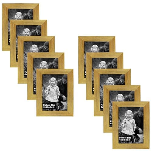 Art Street Set of 10 Individual Wall Photo Frame Golden 4x6 Inches, Picture Frames for Home and Office decoration.