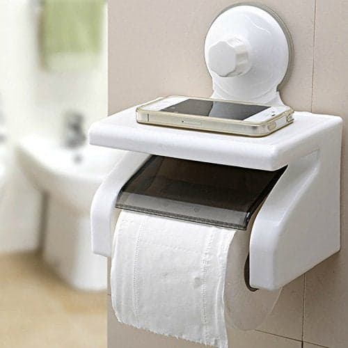 Delzon Adhesive Waterproof Toilet Paper Holder Tissue Roll Stand Box with Shelf Rack