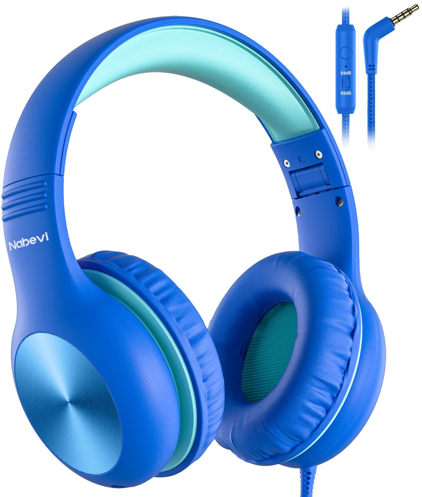 Nabevi Kids Headphones with Cord, Over-Ear Headphones for Kids with Microphone, 85/94dB Volume Limit, Headset for Kid Boys Girls with Shareport, Wired Toddler Headphone for School/Tablet/iPad/Travel