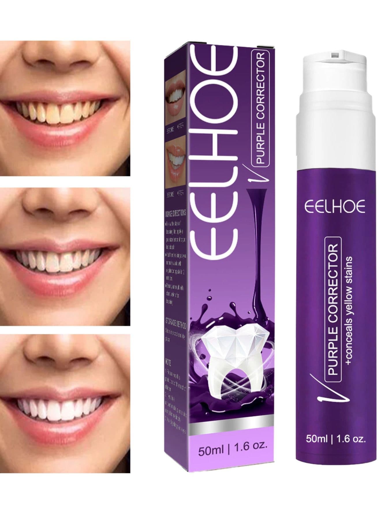 Purple whitening toothpaste brightening color corrector teeth whitening for sensitive teeth 50ml true