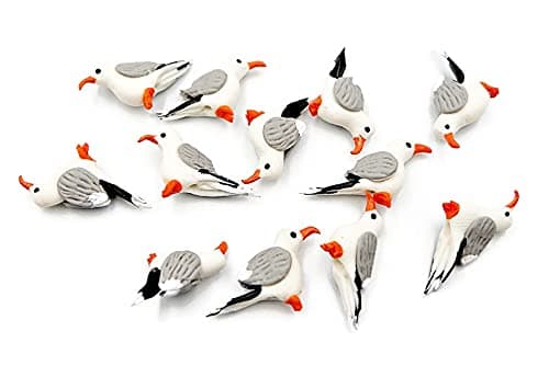 1shopforyou Lot of 12 pcs Small Seagull Dcor Birds Figurines Indoor Patio Fairy Garden Supplies Animal Figurine Furniture Dollhouse