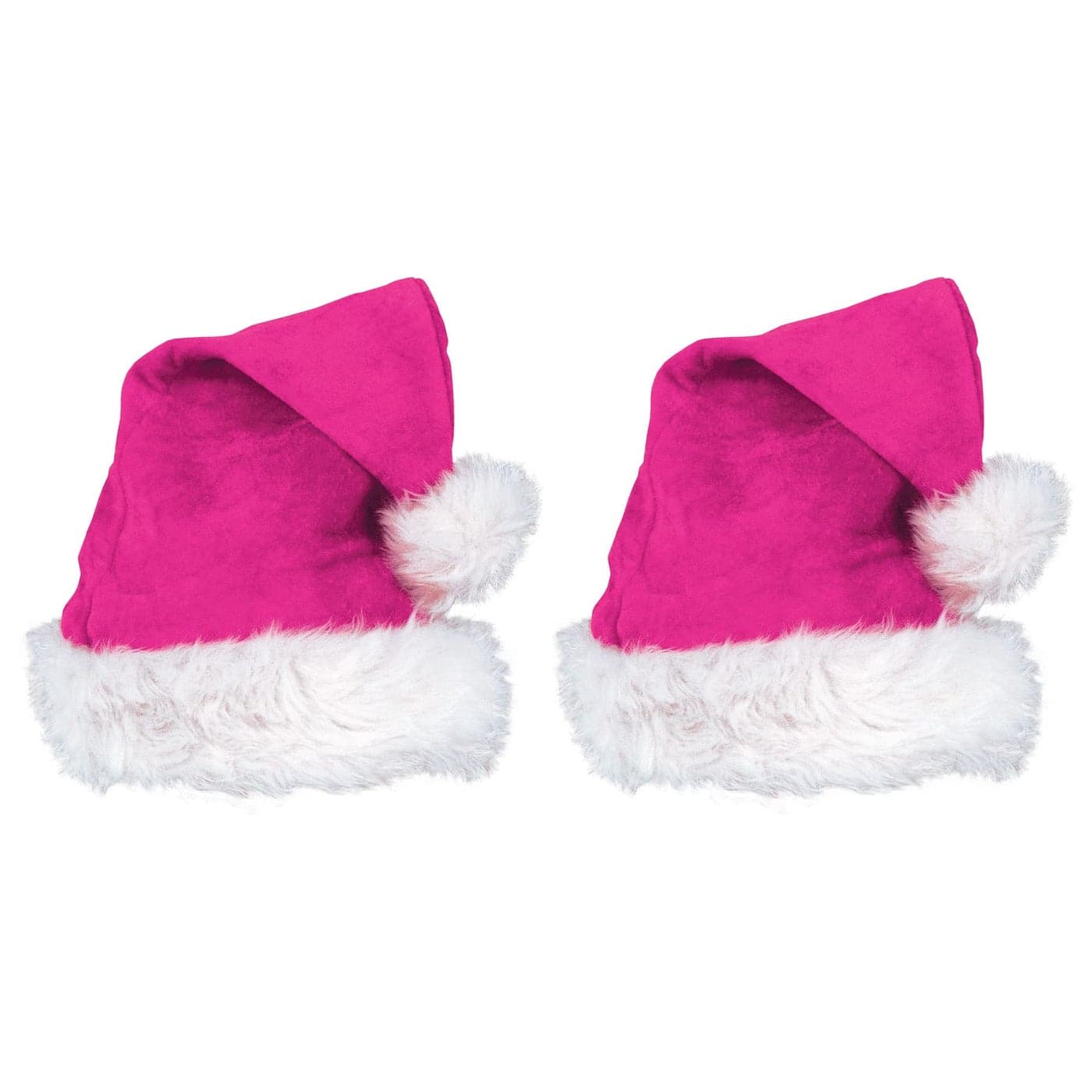Beistle Cerise Pink Santa Hats with White Trim 2 Pieces Christmas Themed Caps DressUp Costume Accessories Winter Party Supplies Kris Kringle Holiday Headwear Seasonal Festivities