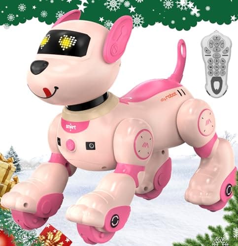 anysun Robot Dog Toy for Kids Programmable Remote Control Robot Puppy with Follow Up Touch Sensors Dancing Singing Smart Stunt Robot Pet Interactive Robotic Dog for Kids Pink